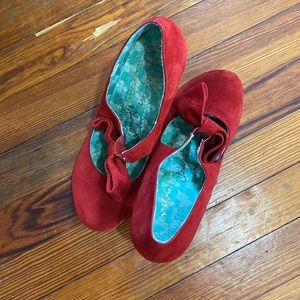 Irregular Choice Tea and Cakes Suede Mary Jane Bow Round Toe Heels